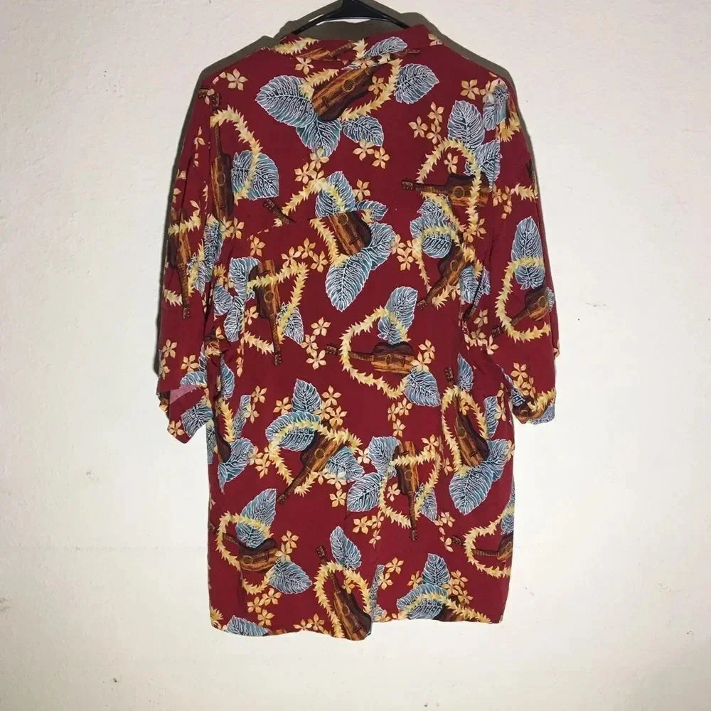 Mens Straight Down Clothing Company Size XL Red Hawaiian Shirt Vintage